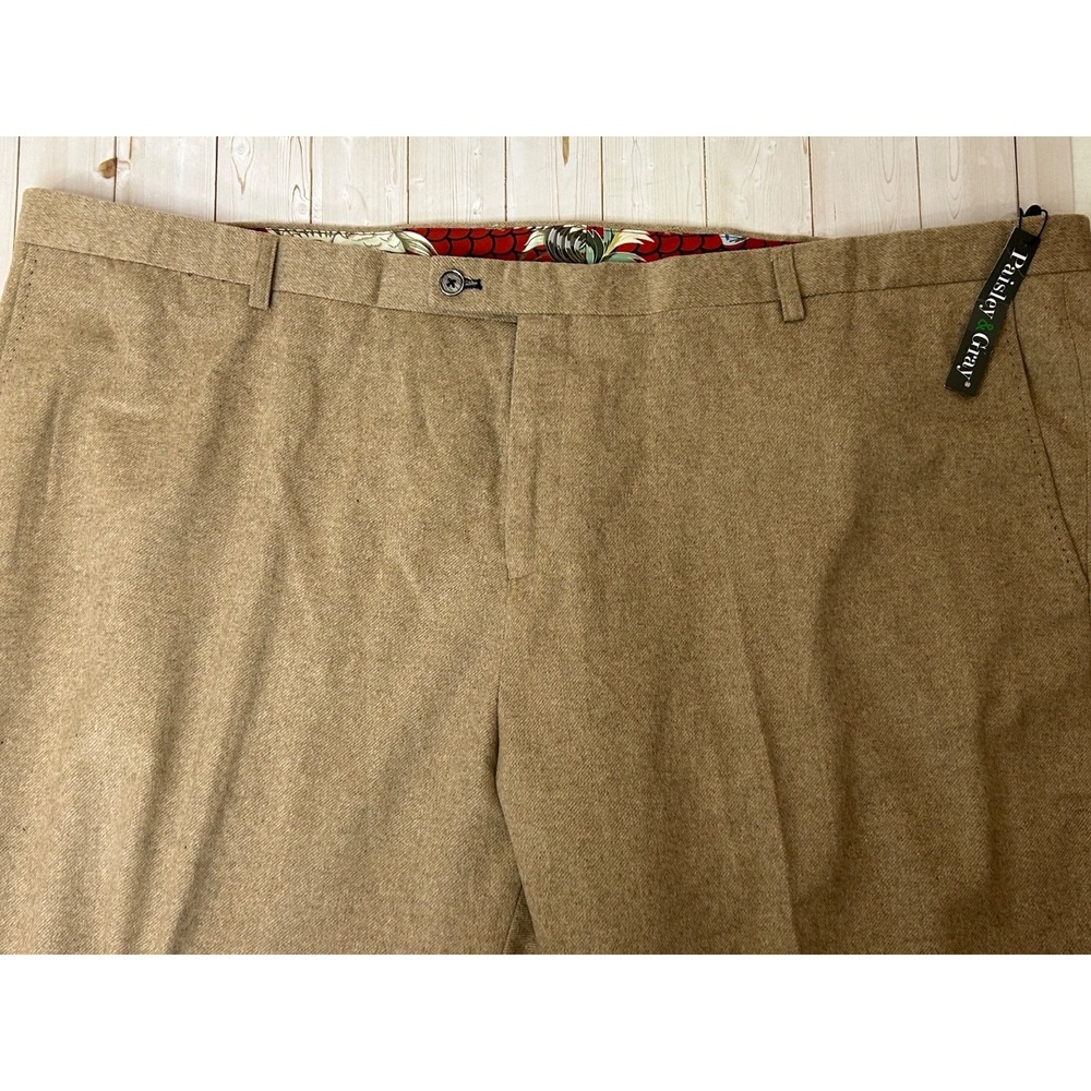 Paisley & Gray Beige Flat Front Wool Poly Blend Solid Dress Pants Size 50/32 Big - Picture 2 of 13